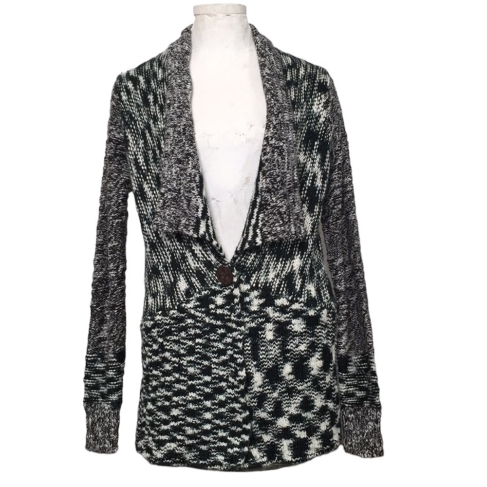 ELEMENT Shawl Collared Varigated Black & White Cardigan